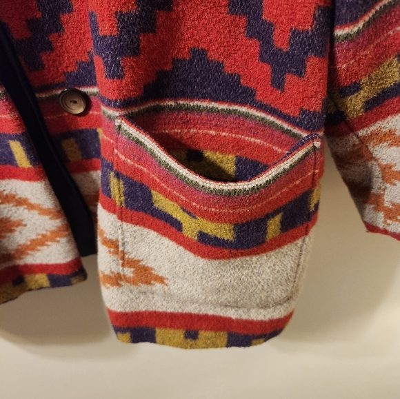 Vintage Circle T Multicolored Aztec Tribal Wool Button Up Jacket. - Picture 8 of 10